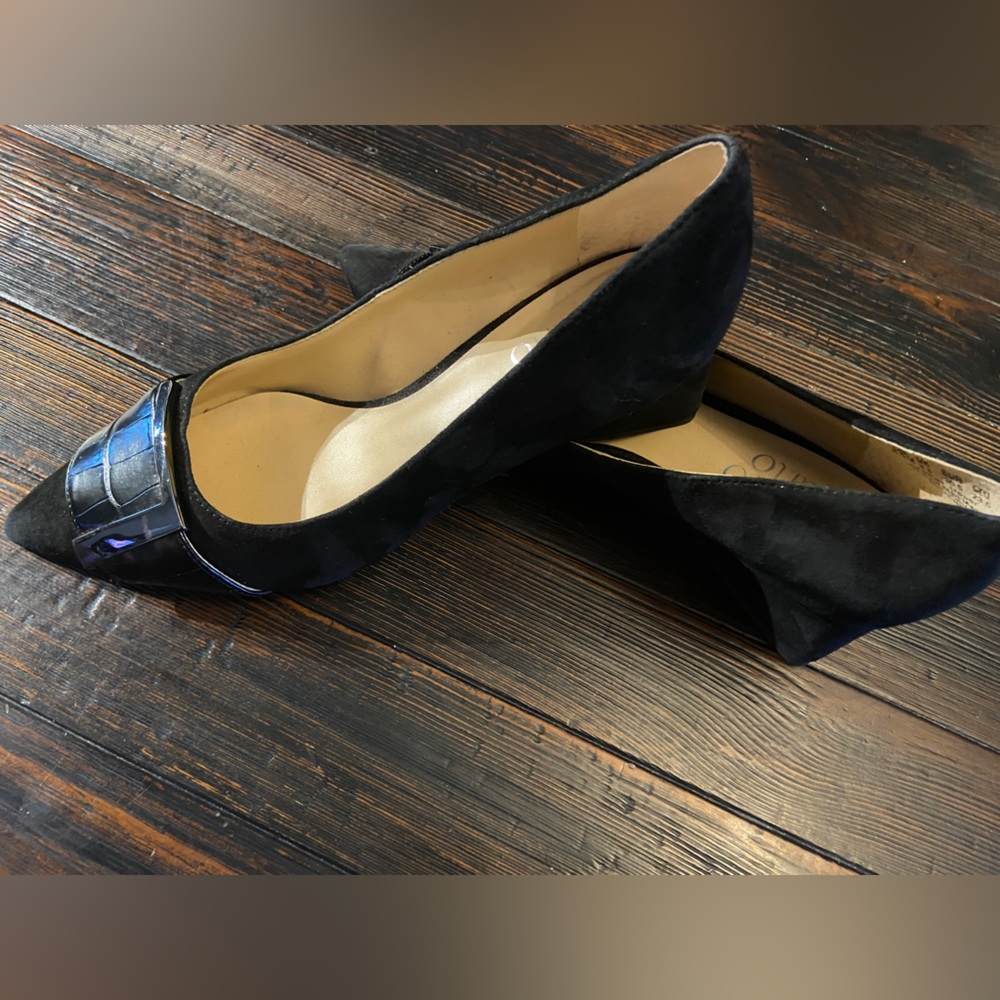 Franko Sarto Black Suede Low Wrapped Block Heels - Picture 7 of 9